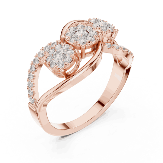 Driona Jewels Three Stone Diamond Engagement Ring | Crossover Pave Shank