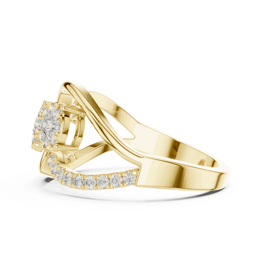 Driona Jewels Three Stone Diamond Engagement Ring | Crossover Pave Shank