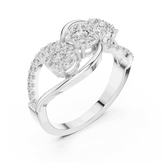 Driona Jewels Three Stone Diamond Engagement Ring | Crossover Pave Shank