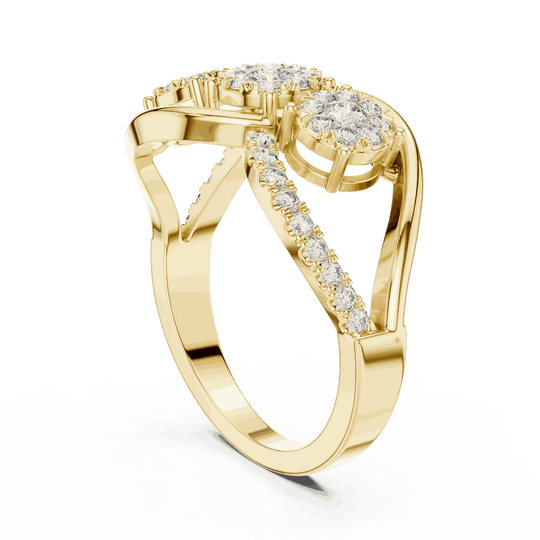 Driona Jewels Three Stone Diamond Engagement Ring | Crossover Pave Shank