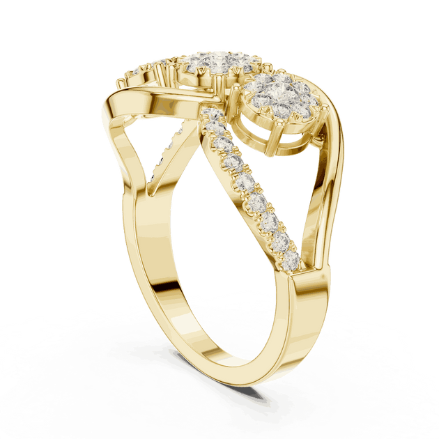 Driona Jewels Three Stone Diamond Engagement Ring | Crossover Pave Shank