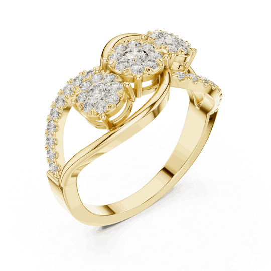 Driona Jewels Three Stone Diamond Engagement Ring | Crossover Pave Shank