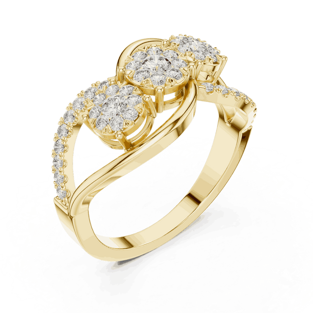 Driona Jewels Three Stone Diamond Engagement Ring | Crossover Pave Shank