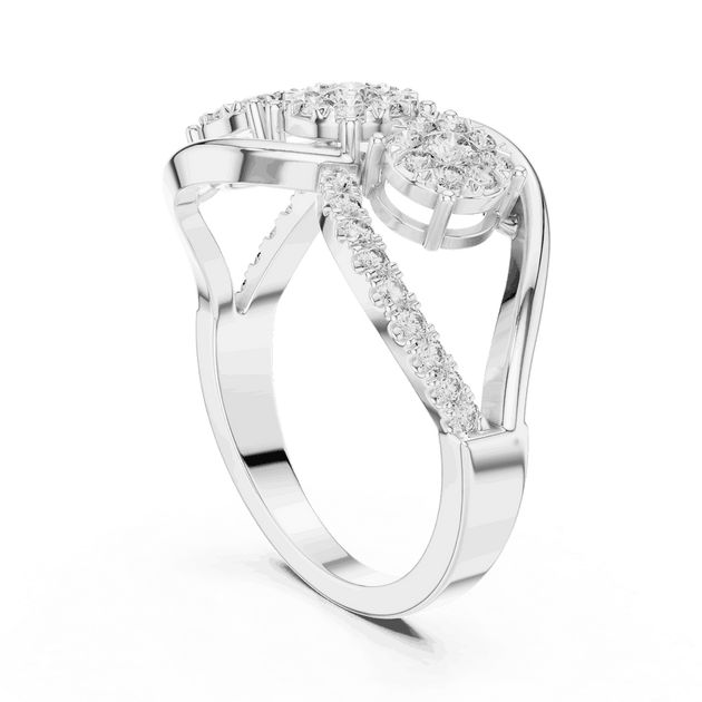 Driona Jewels Three Stone Diamond Engagement Ring | Crossover Pave Shank