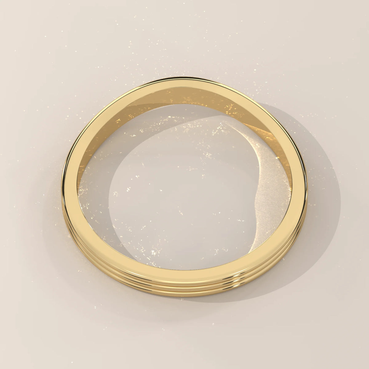 Triple Grooved Gold Band with a Soft Contour Curve, front view on a plain background.