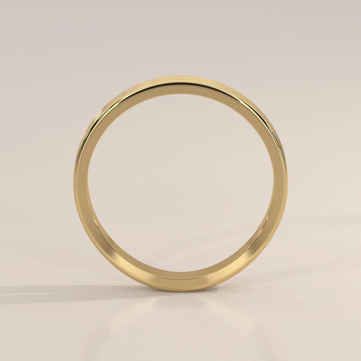 Triple Grooved Gold Band with a Soft Contour Curve, product photograph on a plain background.