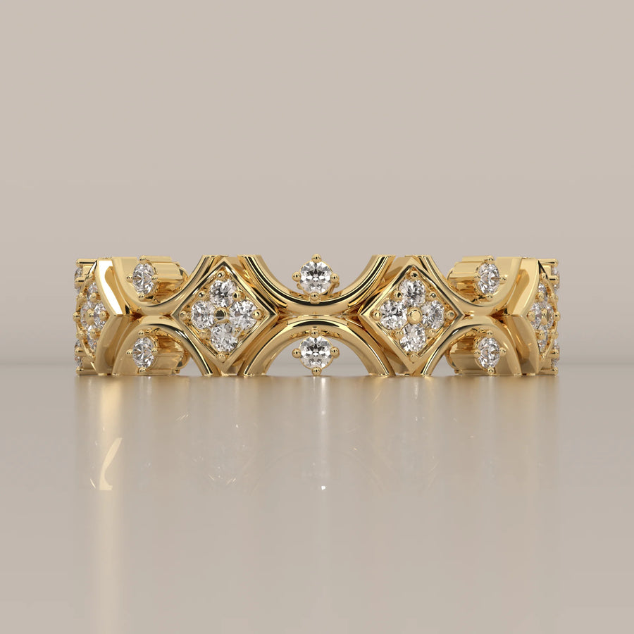Side Profile: Round Diamond Eternity Band with Eternity Setting in Yellow Gold – Lab Grown – Driona Jewels