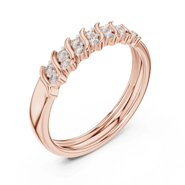 Front View: Round Brilliant Diamond Cluster Twisted Wedding Band in 18K Rose Gold – Lab Grown – Driona Jewels