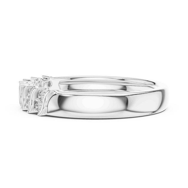 Side Profile: Round Brilliant Diamond Cluster Twisted Wedding Band in 18K White Gold – Lab Grown – Driona Jewels