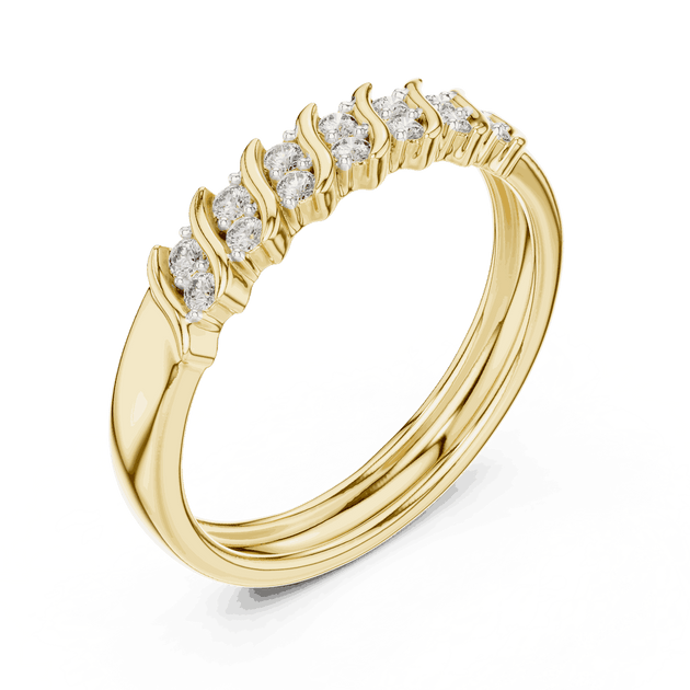 Front View: Round Brilliant Diamond Cluster Twisted Wedding Band in 18K Yellow Gold – Lab Grown – Driona Jewels