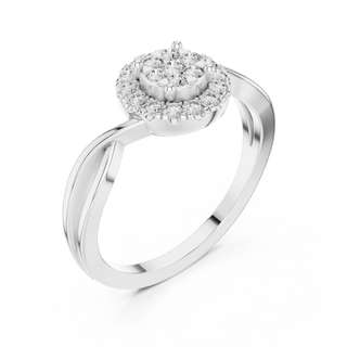 18K White Gold Diamond Engagement Ring featuring Cluster Halo Infinity Split Shank style with Luxury finish for women - Perfect Bridal & Anniversary Gift - 45 Degree Angled View
