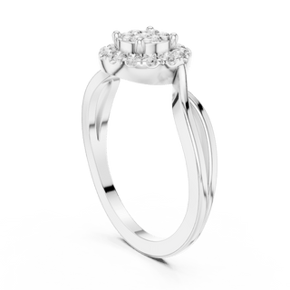 18K White Gold Diamond Engagement Ring featuring Cluster Halo Infinity Split Shank style with Luxury finish for women - Perfect Bridal & Anniversary Gift - 45 Degree Angled View