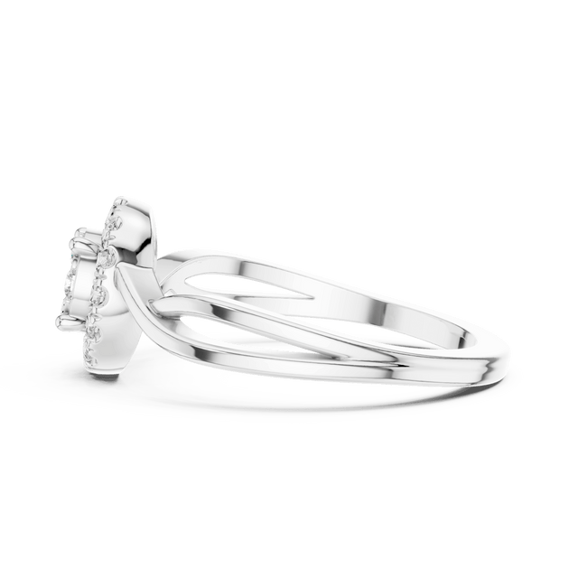 18K White Gold Diamond Engagement Ring featuring Cluster Halo Infinity Split Shank style with Luxury finish for women - Perfect Bridal & Anniversary Gift - Side View