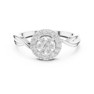 18K White Gold Diamond Engagement Ring featuring Cluster Halo Infinity Split Shank style with Luxury finish for women - Perfect Bridal & Anniversary Gift - Top View