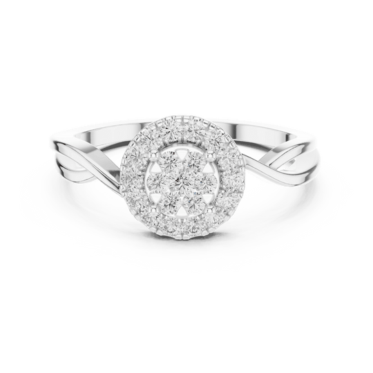 18K White Gold Diamond Engagement Ring featuring Cluster Halo Infinity Split Shank style with Luxury finish for women - Perfect Bridal & Anniversary Gift - Top View