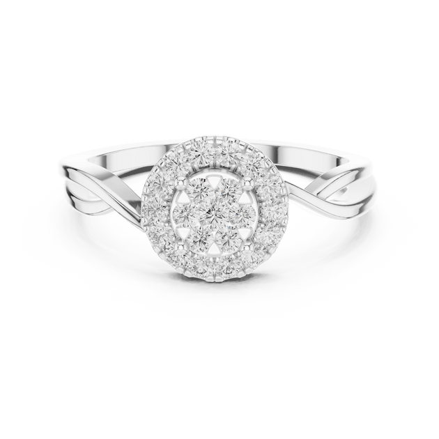 18K White Gold Diamond Engagement Ring featuring Cluster Halo Infinity Split Shank style with Luxury finish for women - Perfect Bridal & Anniversary Gift - Top View