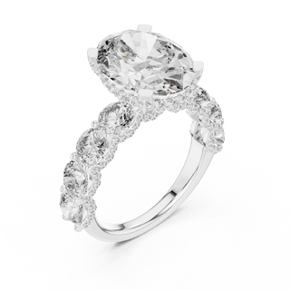 18K White Gold Diamond Engagement Ring featuring Floral Cluster style with Luxury finish for women - Perfect Bridal & Anniversary Gift - 45 Degree Angled View