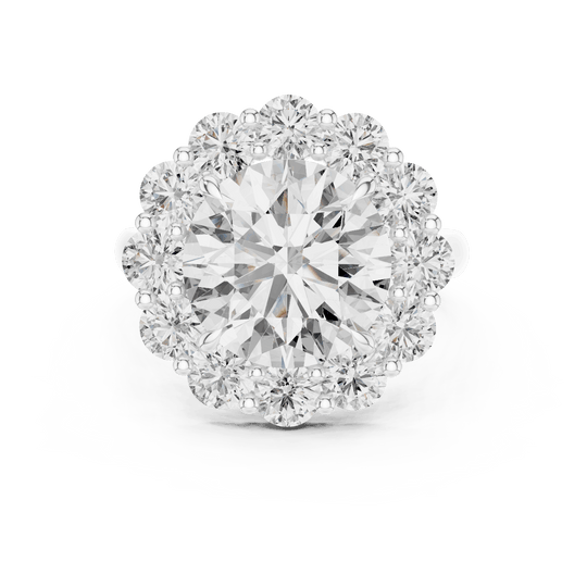 18K White Gold Diamond Engagement Ring featuring Floral Cluster style with Luxury finish for women - Perfect Bridal & Anniversary Gift - Top View