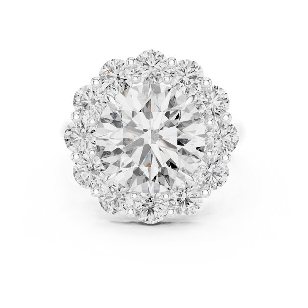 18K White Gold Diamond Engagement Ring featuring Floral Cluster style with Luxury finish for women - Perfect Bridal & Anniversary Gift - Top View