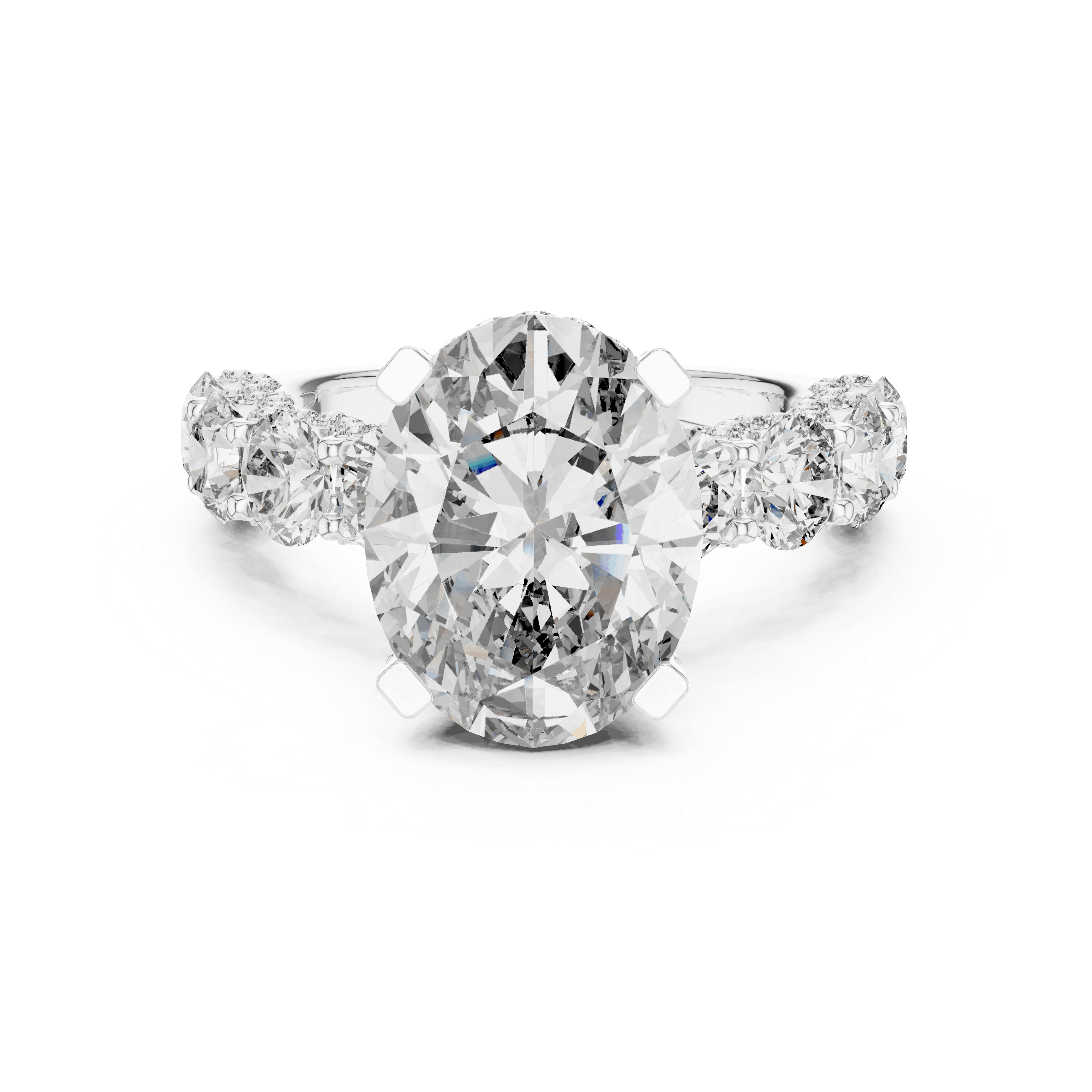 18K White Gold Diamond Engagement Ring featuring Floral Cluster style with Luxury finish for women - Perfect Bridal & Anniversary Gift - Top View