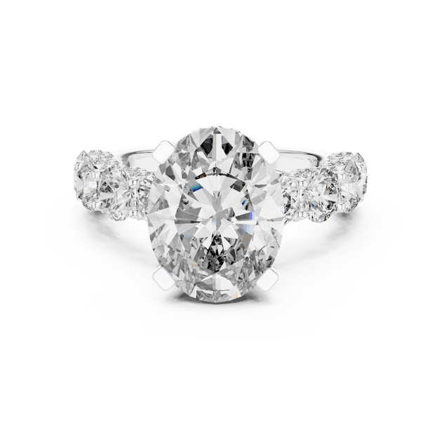 18K White Gold Diamond Engagement Ring featuring Floral Cluster style with Luxury finish for women - Perfect Bridal & Anniversary Gift - Top View