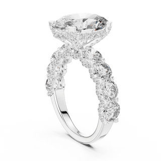 18K White Gold Diamond Engagement Ring featuring Floral Cluster style with Luxury finish for women - Perfect Bridal & Anniversary Gift - 45 Degree Angled View