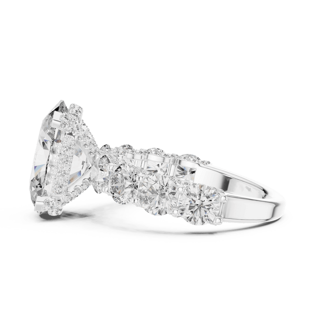 18K White Gold Diamond Engagement Ring featuring Halo style with Luxury finish for women - Perfect Bridal & Anniversary Gift - Side View
