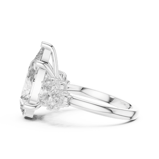 18K White Gold Diamond Engagement Ring featuring Pear Shaped Floral Cluster style with Luxury finish for women - Perfect Bridal & Anniversary Gift - Side View