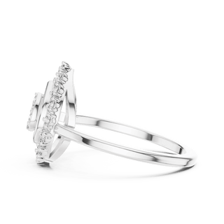 18K White Gold Diamond Engagement Ring featuring Pear Shaped Open Lace Halo Cluster style with Luxury finish for women - Perfect Bridal & Anniversary Gift - Side View