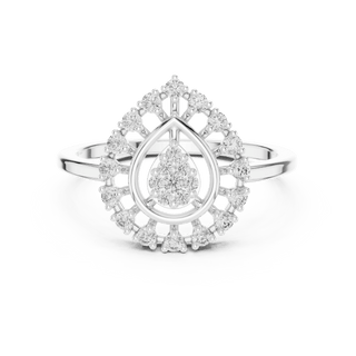 18K White Gold Diamond Engagement Ring featuring Pear Shaped Open Lace Halo Cluster style with Luxury finish for women - Perfect Bridal & Anniversary Gift - Top View