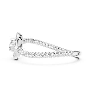 18K White Gold Diamond Engagement Ring featuring Round Halo Twisted Rope style with Luxury finish for women - Perfect Bridal & Anniversary Gift - Side View