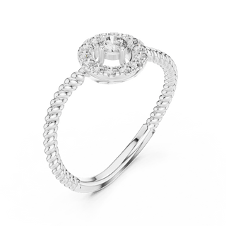 18K White Gold Diamond Engagement Ring featuring Round Halo Twisted Rope style with Luxury finish for women - Perfect Bridal & Anniversary Gift - Top View