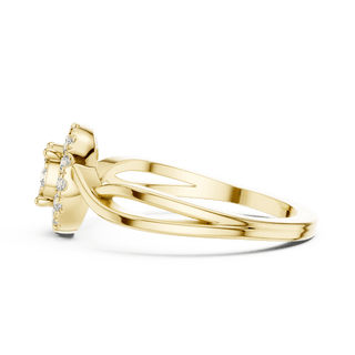 18K Yellow Gold Diamond Engagement Ring featuring Cluster Halo Infinity Split Shank style with Luxury finish for women - Perfect Bridal & Anniversary Gift - Side View