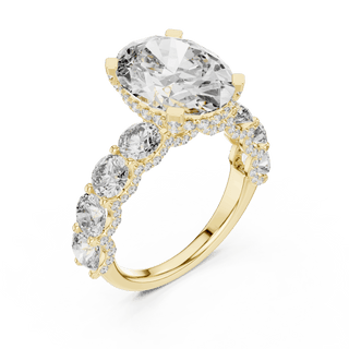 18K Yellow Gold Diamond Engagement Ring featuring Floral Cluster style with Luxury finish for women - Perfect Bridal & Anniversary Gift - 45 Degree Angled View