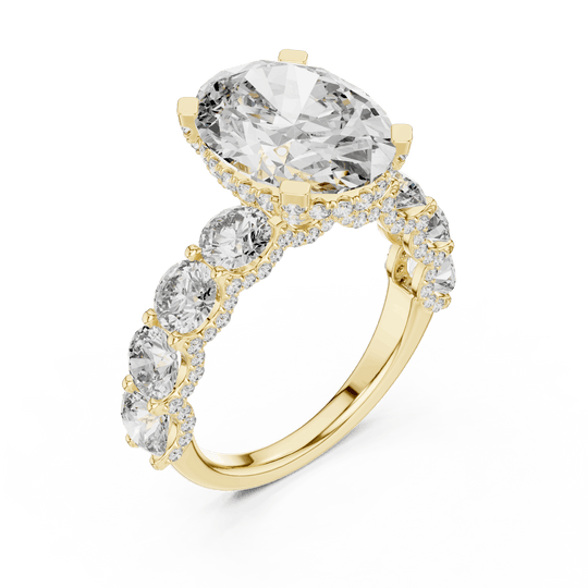 18K Yellow Gold Diamond Engagement Ring featuring Floral Cluster style with Luxury finish for women - Perfect Bridal & Anniversary Gift - 45 Degree Angled View