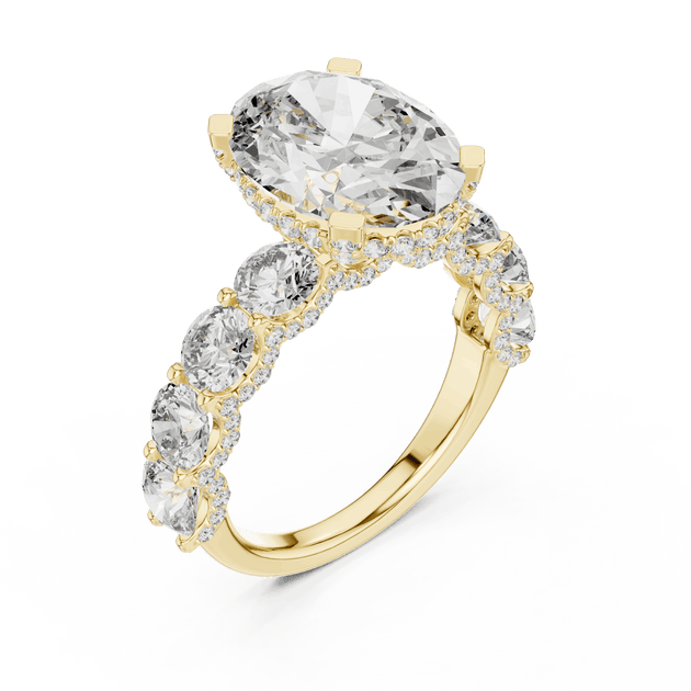 18K Yellow Gold Diamond Engagement Ring featuring Floral Cluster style with Luxury finish for women - Perfect Bridal & Anniversary Gift - 45 Degree Angled View