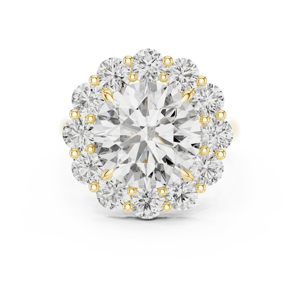 18K Yellow Gold Diamond Engagement Ring featuring Floral Cluster style with Luxury finish for women - Perfect Bridal & Anniversary Gift - Top View