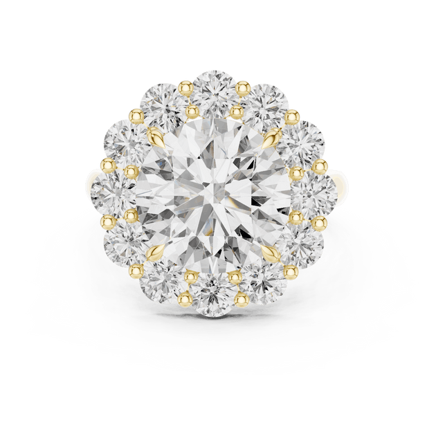 18K Yellow Gold Diamond Engagement Ring featuring Floral Cluster style with Luxury finish for women - Perfect Bridal & Anniversary Gift - Top View