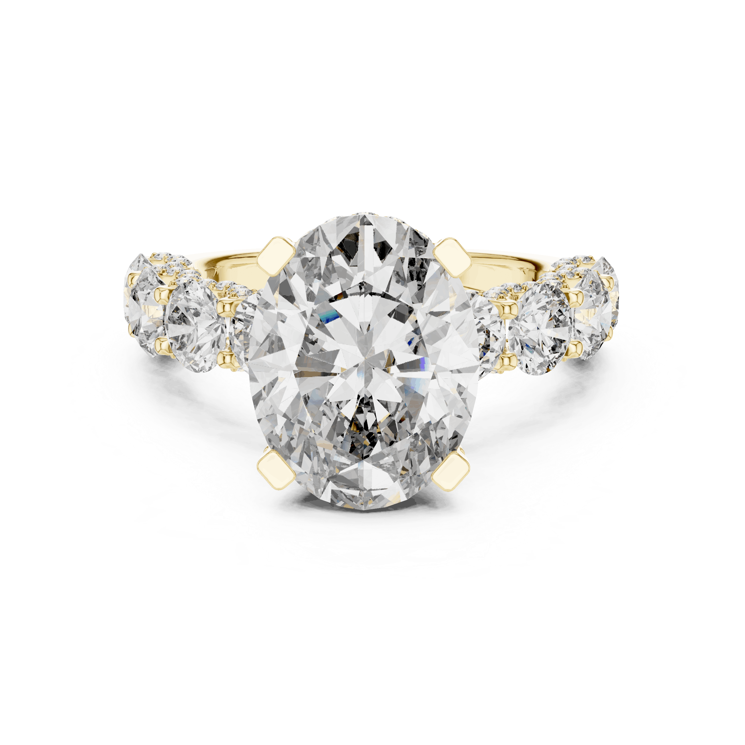 18K Yellow Gold Diamond Engagement Ring featuring Floral Cluster style with Luxury finish for women - Perfect Bridal & Anniversary Gift - Top View