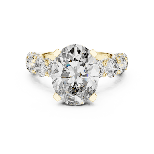 18K Yellow Gold Diamond Engagement Ring featuring Floral Cluster style with Luxury finish for women - Perfect Bridal & Anniversary Gift - Top View
