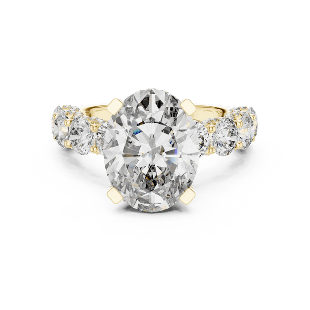 18K Yellow Gold Diamond Engagement Ring featuring Floral Cluster style with Luxury finish for women - Perfect Bridal & Anniversary Gift - Top View