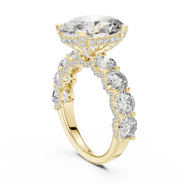 18K Yellow Gold Diamond Engagement Ring featuring Floral Cluster style with Luxury finish for women - Perfect Bridal & Anniversary Gift - 45 Degree Angled View