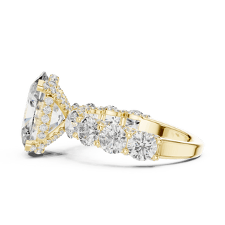 18K Yellow Gold Diamond Engagement Ring featuring Halo style with Luxury finish for women - Perfect Bridal & Anniversary Gift - Side View