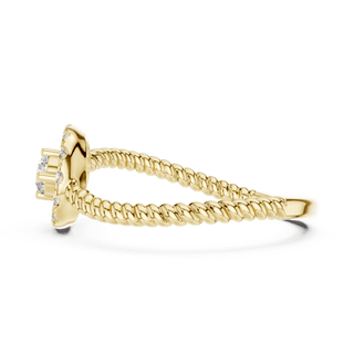18K Yellow Gold Diamond Engagement Ring featuring Round Halo Twisted Rope style with Luxury finish for women - Perfect Bridal & Anniversary Gift - Side View