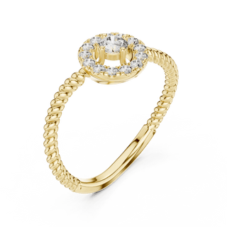 18K Yellow Gold Diamond Engagement Ring featuring Round Halo Twisted Rope style with Luxury finish for women - Perfect Bridal & Anniversary Gift - Top View